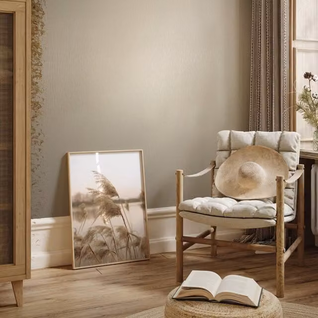 Galerie Industrial Effects Vertical Pearlescent Line Abstract Wallpaper in Beige and Yellow
