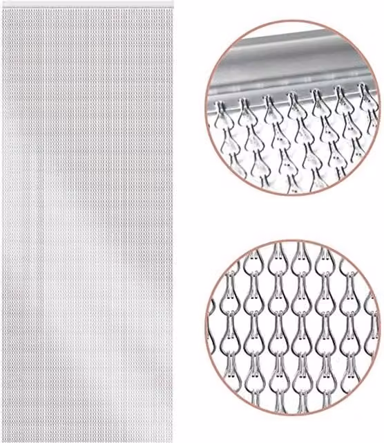 GlamHaus Heavy Duty Aluminium Fly Chain Curtain in Silver