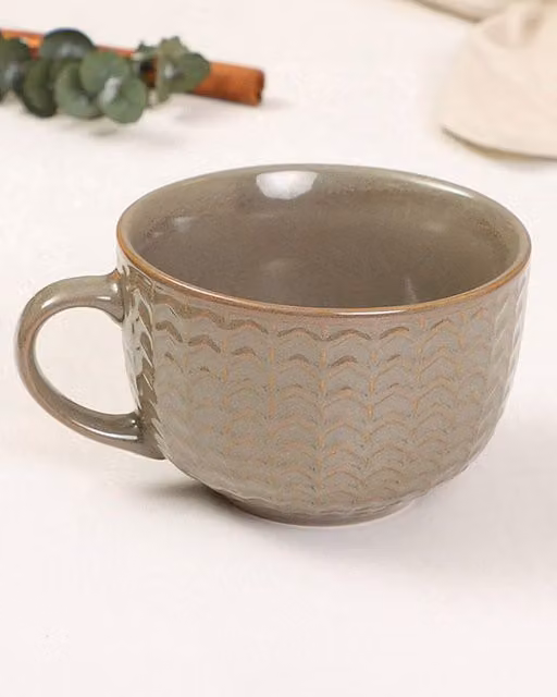 Dibor Set of 2 Grey Geometric Stoneware Coffee Mugs – 1