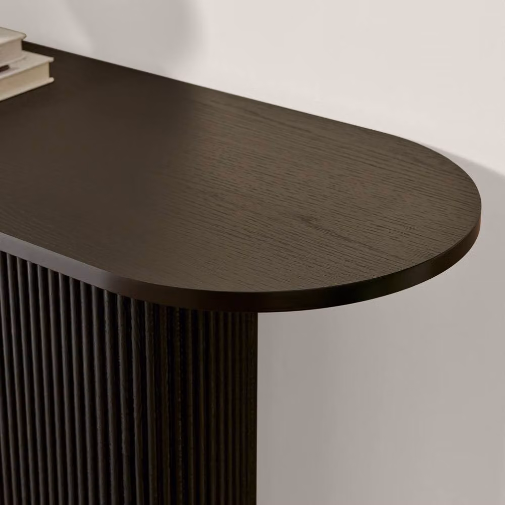 FurnitureboxUK Penrose Rounded Black Wood Console Table – 2