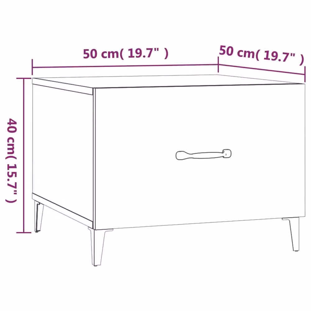 Berkfield Home Set of 2 Sonoma Oak Coffee Tables with Metal Legs, Light Oak, W/D/H: 50 x 50 x 40 cm – 3