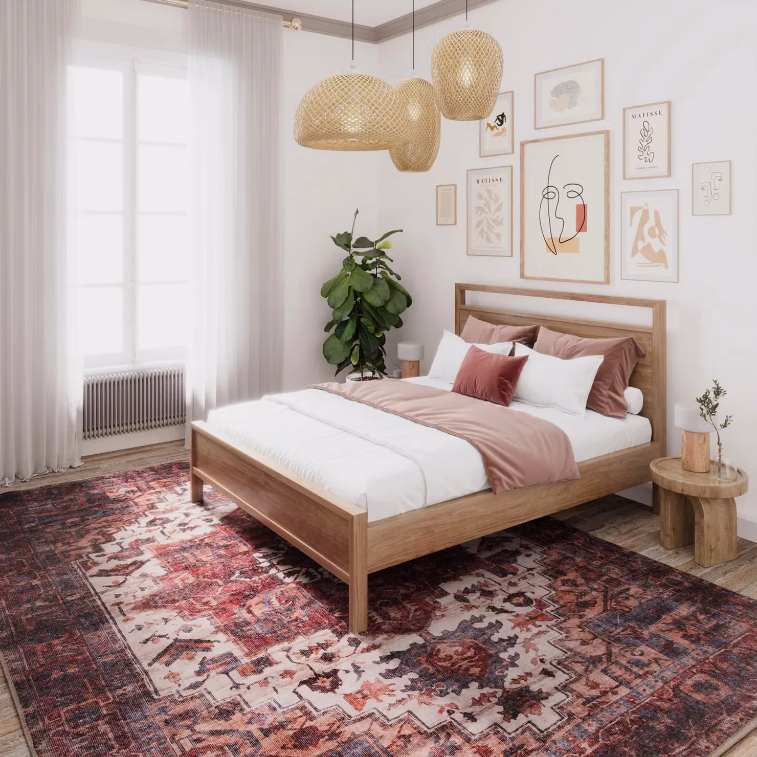 Kukoon Plum Distressed Vintage Living Room Area Rug in Red, W: 80 cm, L: 150 cm – 2