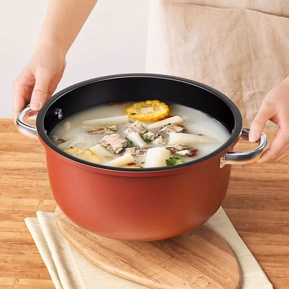 FORGEVIO Red Non-Stick Ceramic Stockpot with Glass Lid, 22 cm – 3