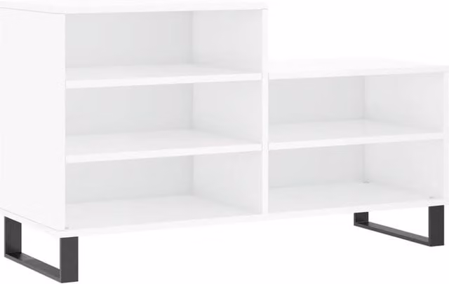 Berkfield Home High Gloss White Shoe Cabinet, W: 102 cm, D: 36 cm, H: 60 cm