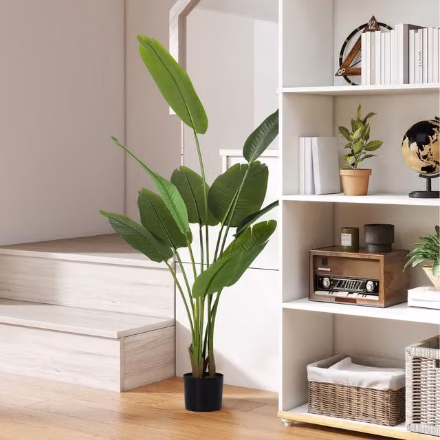 HOMCOM 109 cm Artificial Bird of Paradise Plant in Green Potted Design