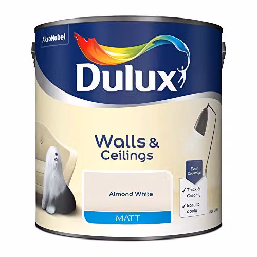 Dulux Matt Emulsion Water Based Wall and Ceiling Paint, White, 2.5 l – 2