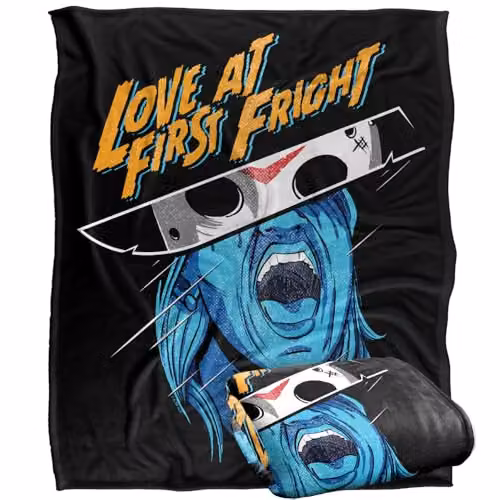 Warner Bros. Friday the 13th Love At First Fright Super Soft Silky Touch Fleece Throw Blanket, Multicolour, W: 127.0 cm x D: 152.4 cm – 1