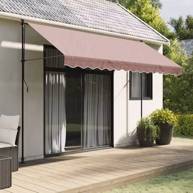 Berkfield Home Replacement Awning Valance Fabric in Brown Stripe, 3.5 m