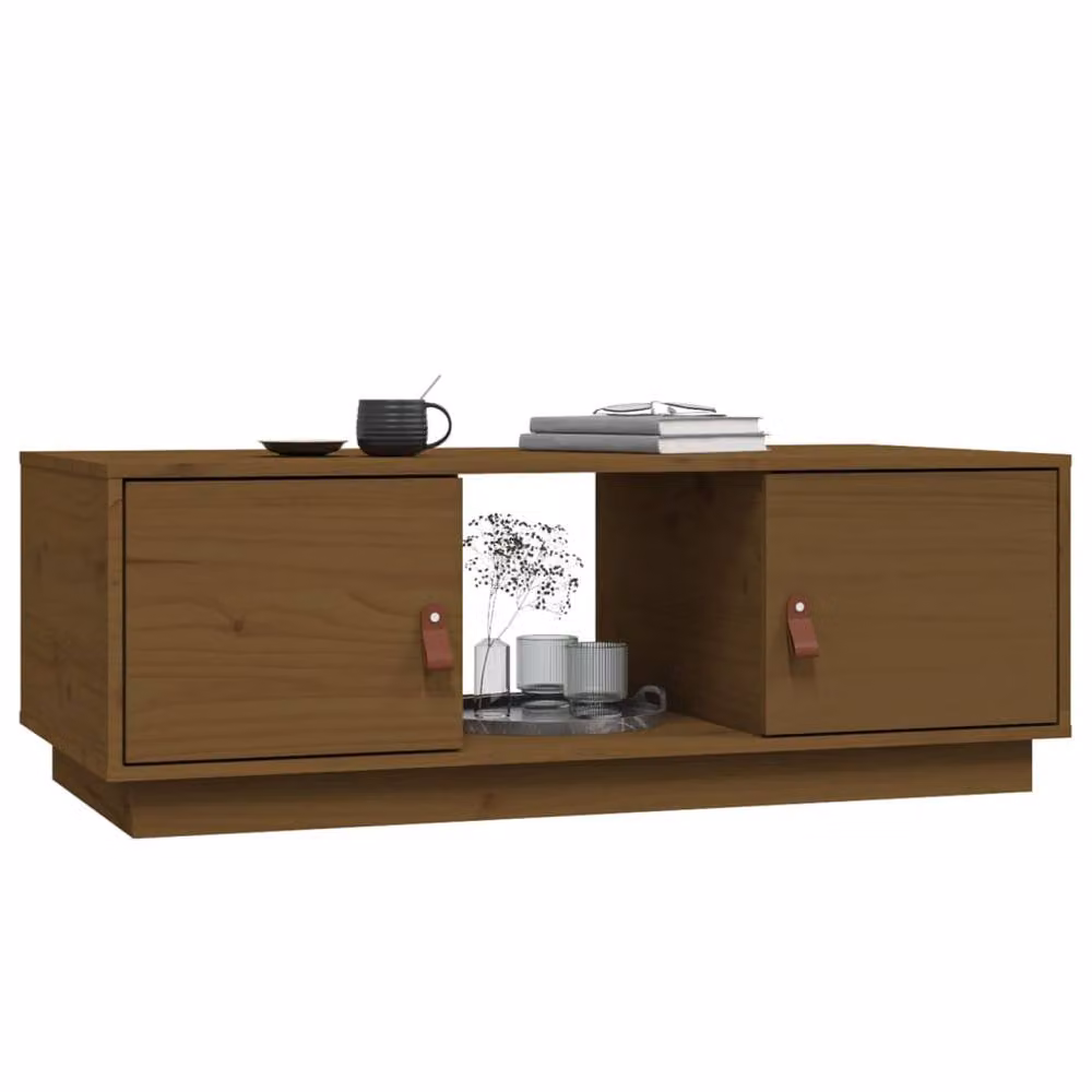 Berkfield Home Rustic Solid Wood Pine Coffee Table in Honey Brown, W: 100 cm, D: 50 cm, H: 35 cm – 3