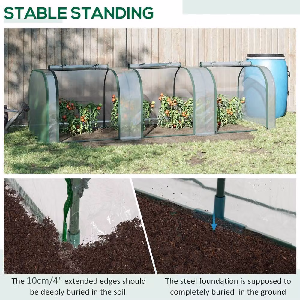 NESTLUNE Transparent Tunnel Greenhouse with Steel Frame, W/D/H: 100 x 15 cm – 3