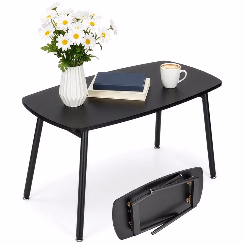 VOGREX Black Mid-Century Modern Folding Coffee Table, W/D/H: 80 x 45 x 40 cm – 3