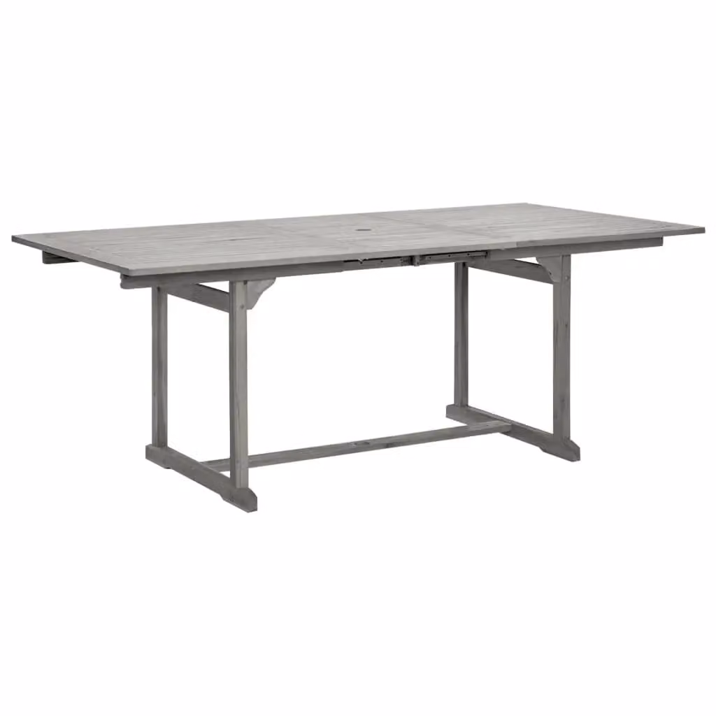 Berkfield Home Rustic Solid Acacia Wood Garden Dining Table in Grey, W/D/H: 150-200 x 100 x 75 cm
