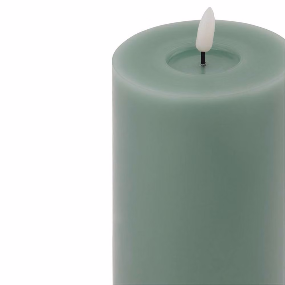 Lemon Pavilion Luxe Collection Melt Effect LED Wax Pillar Candle, Green, W: 9 cm, D: 9 cm, H: 23 cm – 2