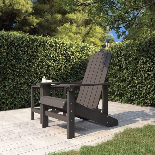 Berkfield Home Garden Adirondack Chair in Anthracite Black HDPE Composite – 1