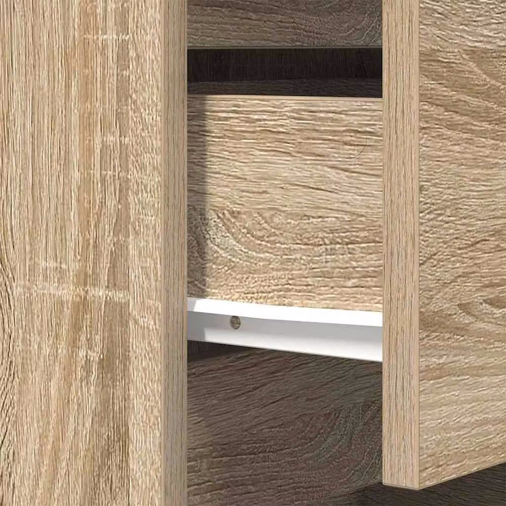 Berkfield Home Bedside Cabinet with 3 Drawers in Sonoma Oak and Light Tan, W: 39 cm, D: 35 cm, H: 65 cm – 2