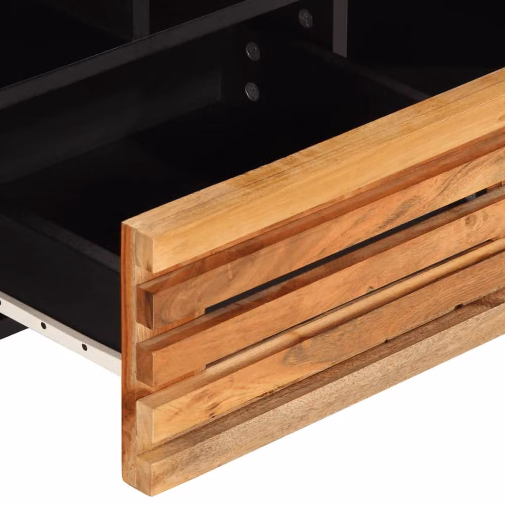 Berkfield Home Industrial TV Cabinet in Brown Solid Oiled Acacia Wood, W/D/H: 100 x 34 x 46 cm – 5