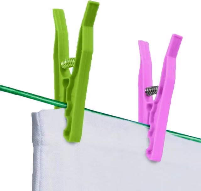 SupaHome Plastic Clothes Pegs, 24 Pack, Green and Pink