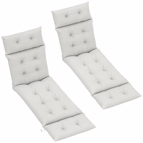 Outsunny Set of 2 Sun Lounger Cushions in Grey, W/D/H: 190 x 56 x 10 cm