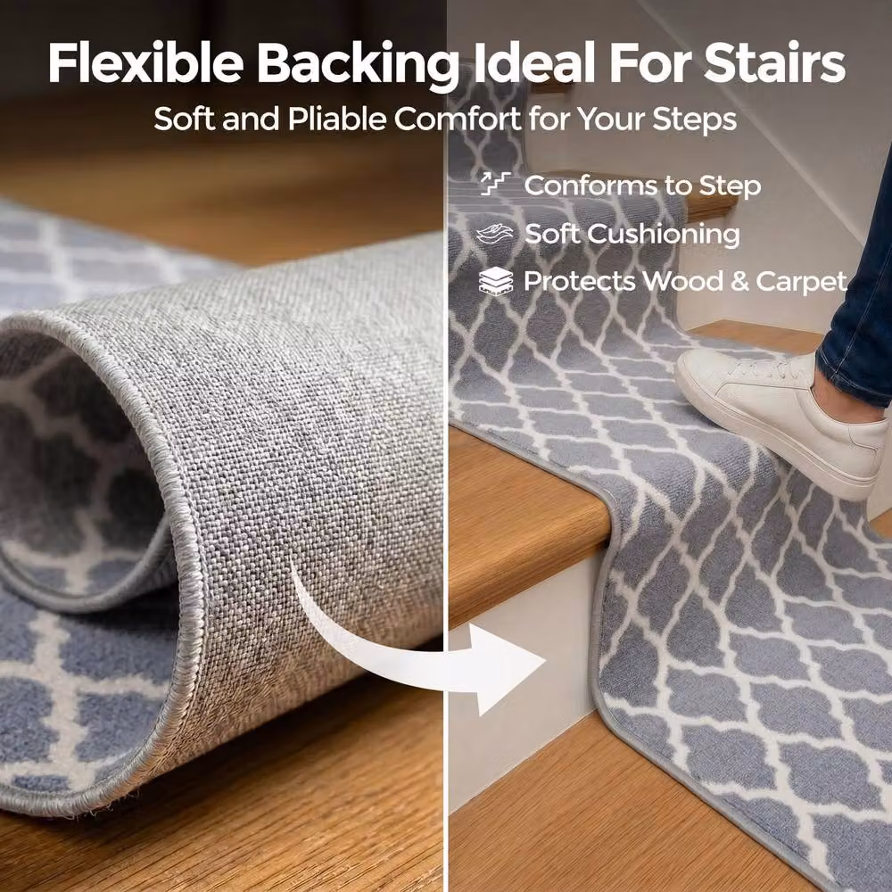 Bravich LTD Modern Trellis Grey Non-Slip Low Pile Hallway Runner Rug, W: 60 cm, L: 120 cm – 3