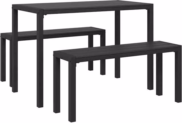 Berkfield Home 3-Piece Modern Garden Dining Set in Black with Powder Coated Steel and Composite Materials – 1
