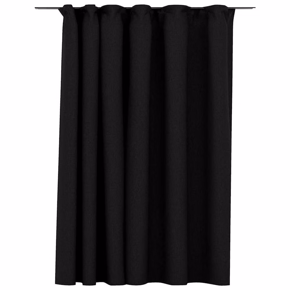 Berkfield Home Linen-Look Blackout Curtain with Hooks, Anthracite Black, W: 290 cm, H: 245 cm – 2