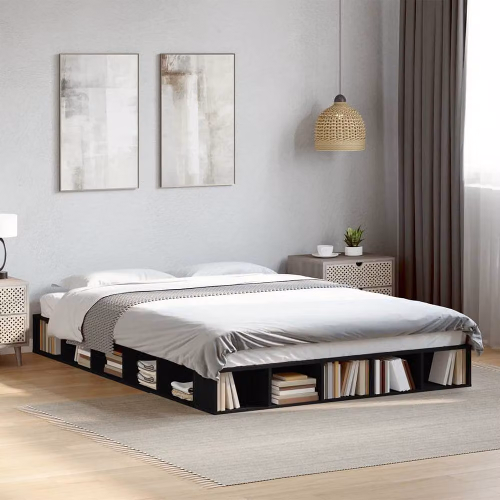 Berkfield Home Durable Engineered Wood Bed Frame in Black, W/D/H: 160 x 200 cm – 2
