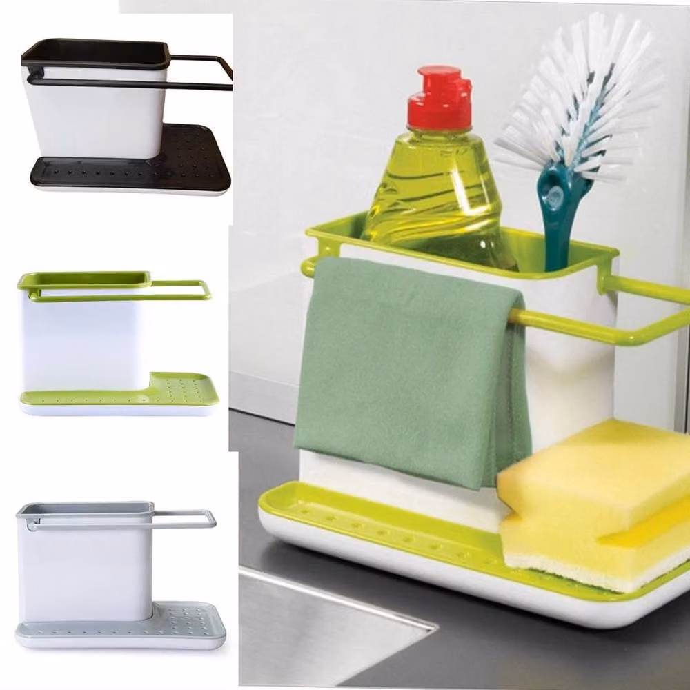 NESTLUNE Black and White Plastic Kitchen Sink Tidy Caddy Organiser – 3