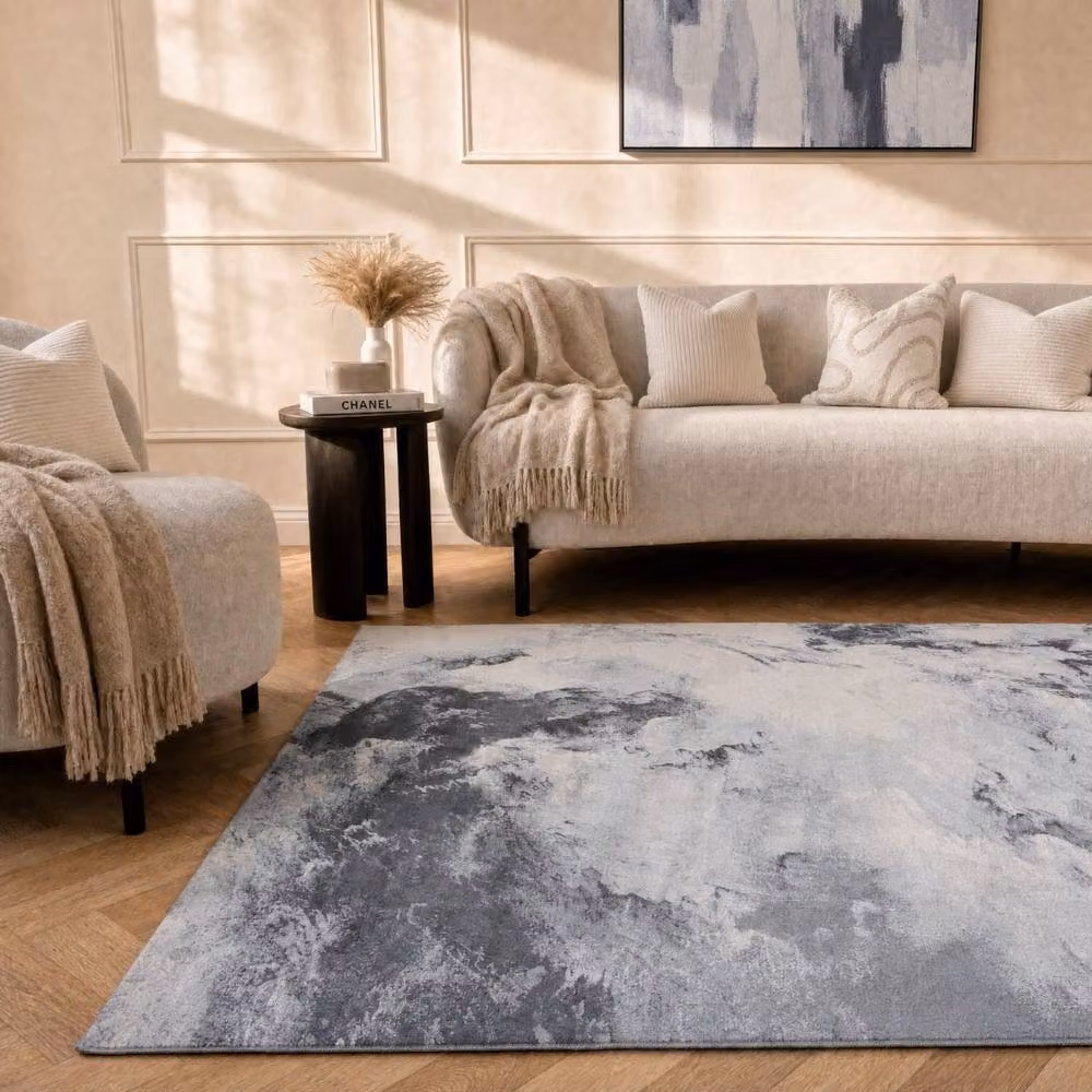 THE RUGS Elaris Stain Resistant Marble Design Area Rug, Grey, W: 80 cm, L: 150 cm – 3