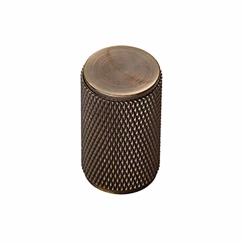 Loops Knurled Cylindrical Cupboard Door Knob in Matt Antique Brass – 2