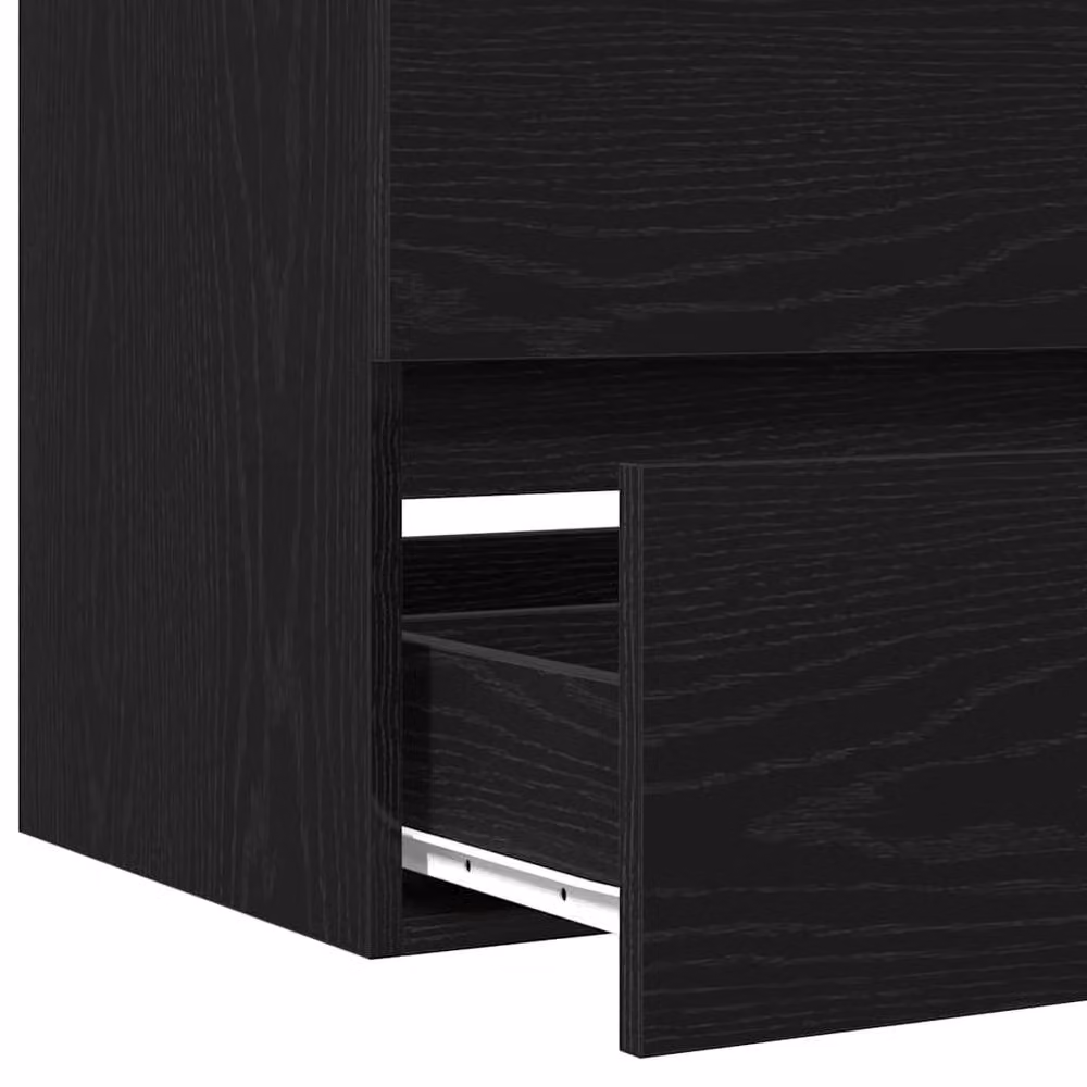 Berkfield Home Black Oak Sink Cabinet with Built-in Basin in Matt Engineered Wood – 4