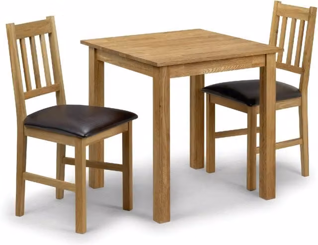 Julian Bowen Classic Oiled Oak Square Dining Table and 3 Chairs Set in Brown