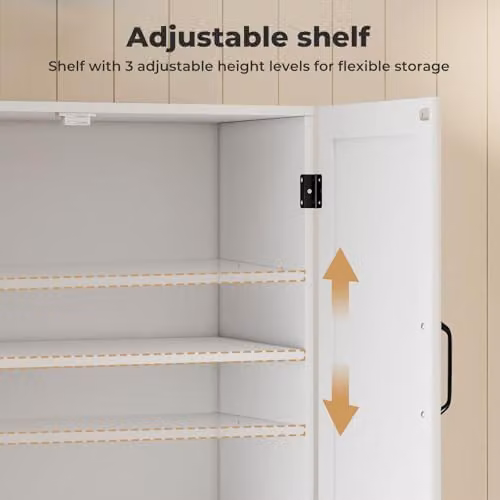 Levede White Wall-Mounted Kitchen and Bathroom Storage Cabinet with Hinged Doors, W/D/H: 59.5 x 31.5 x 59.5 cm – 3