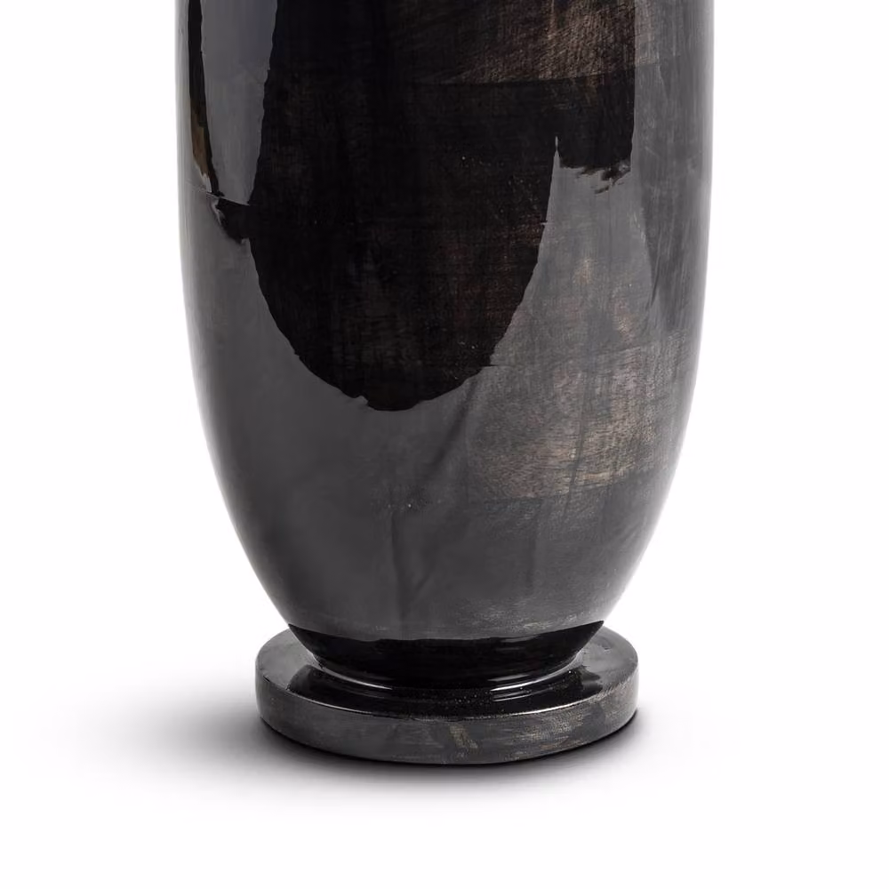 Elm Home And Garden Large Modern Table Lamp in Black and Brown Wash Enamel with Beige Fabric Shade – 2