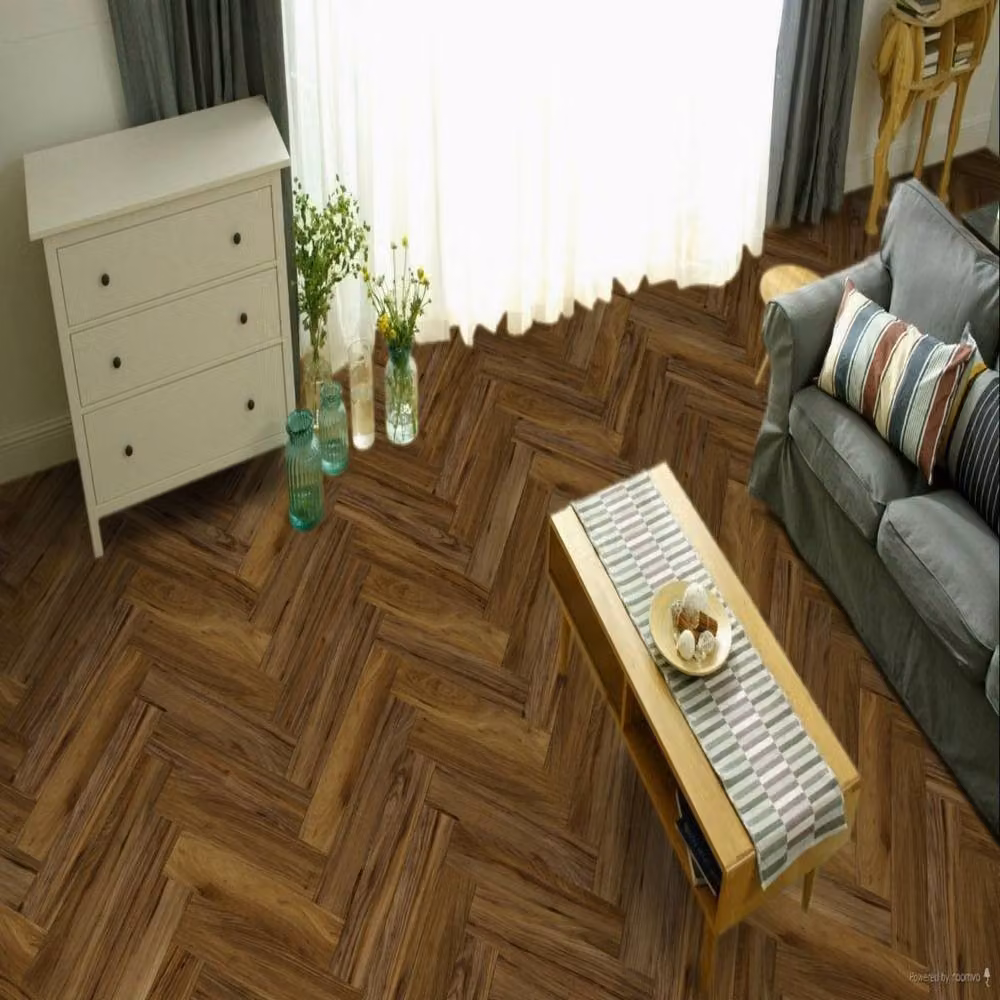 FirmfitORH Wood Effect Herringbone Luxury Vinyl Tile Click Lock, Dark Brown, 5mm – 4