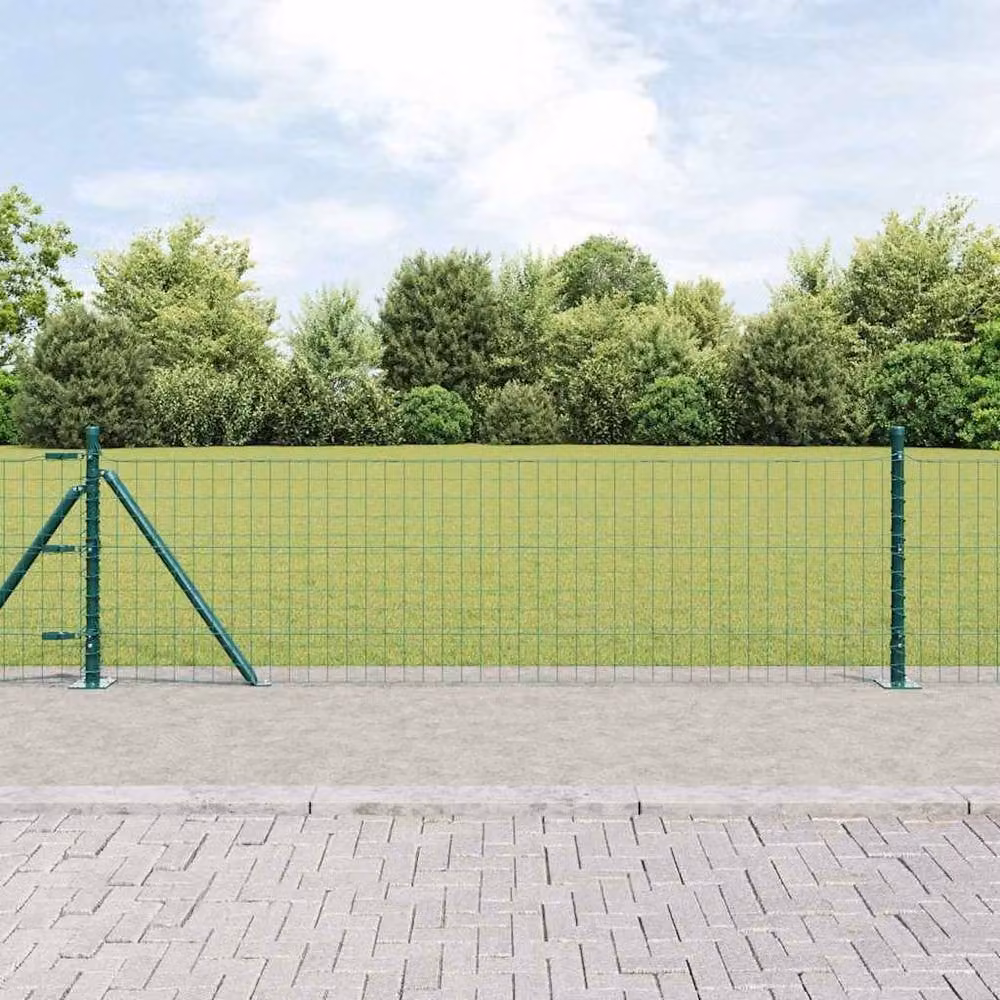 Berkfield Home Green Euro Fence with 7 Flanged Posts, Galvanised Steel, 0.6 x 10 m – 2