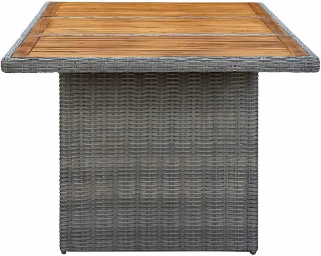 Berkfield Home Garden Rectangular Table in Light Grey Poly Rattan and Oiled Solid Acacia Wood
