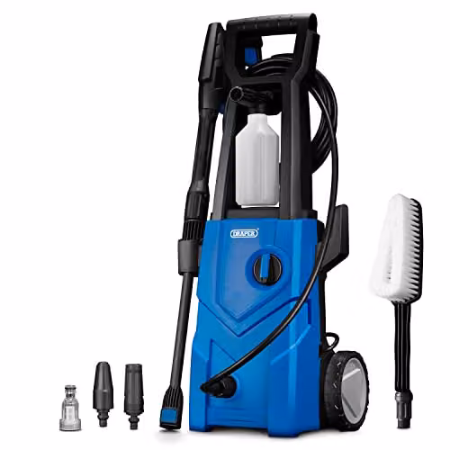 Draper PW1600 Electric Pressure Washer, 135 Bar, Blue