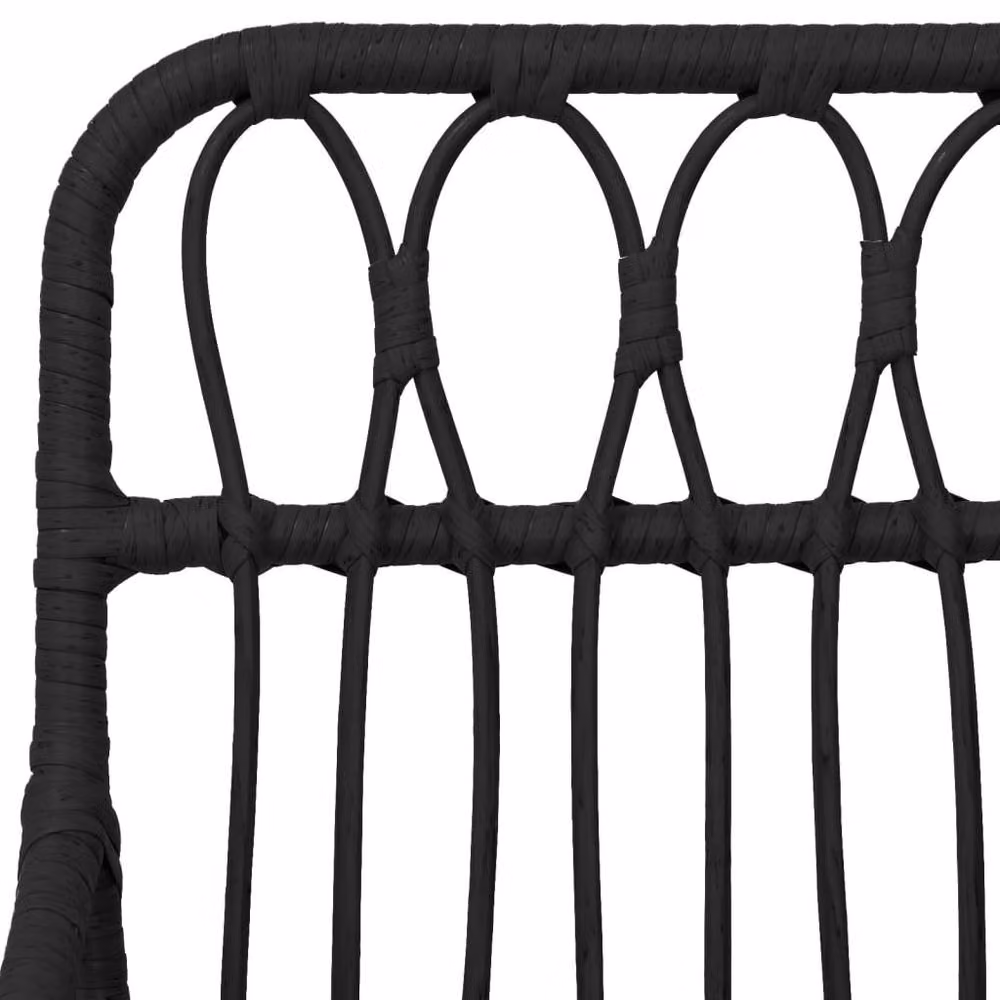 Berkfield Home 5 Piece Black Poly Rattan Garden Dining Set with Metal and Glass Details – 4