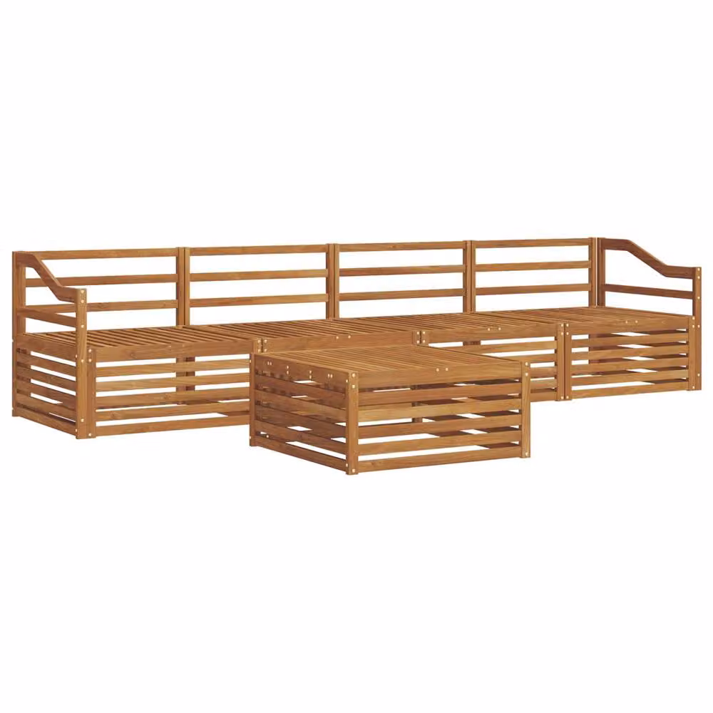 Berkfield Home 5 Piece Outdoor Sofa Set in Brown Solid Acacia Wood – 2