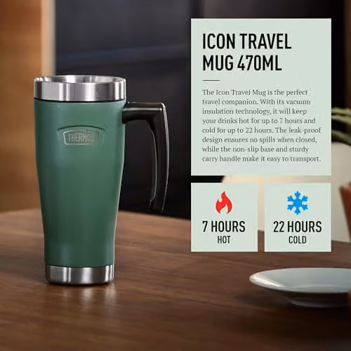 Thermos Icon Series Stainless Steel Travel Mug, Green, 0.47 l – 2