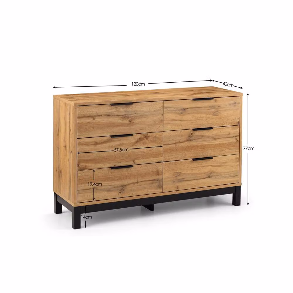Cheshire Premium Kora 6 Drawer Wide Chest in Brown Oak – 4