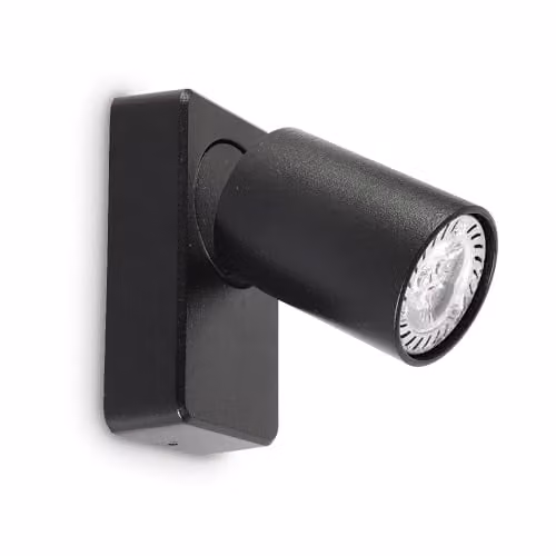 Netlighting Rudy Adjustable Indoor Spotlight Wall Lamp in Black with GU10 Bulb – 1
