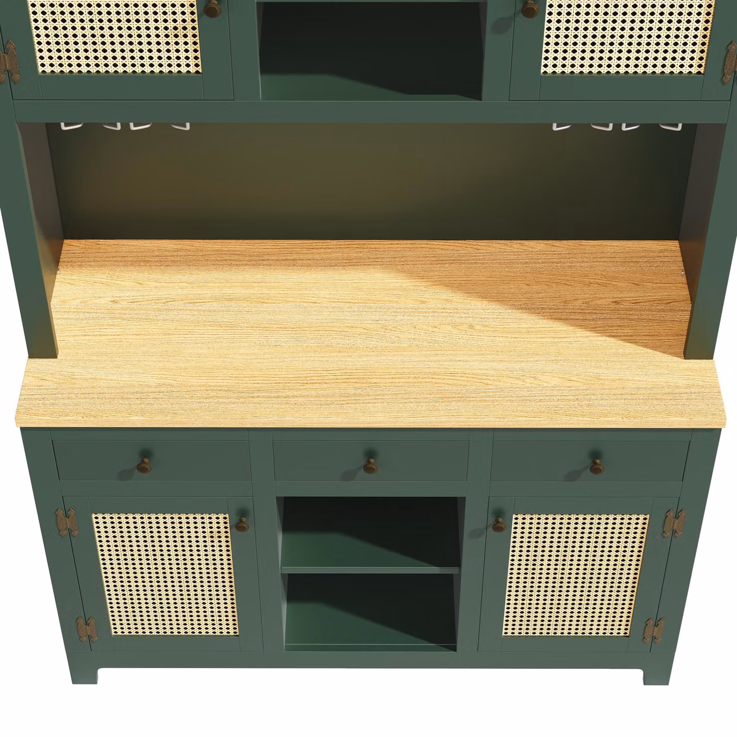 Aosom UK Antique Green Tall Kitchen Storage Cabinet with Colour-Changing Lighting and Adjustable Shelves, H 180 x W 120 x D 40 cm – 7