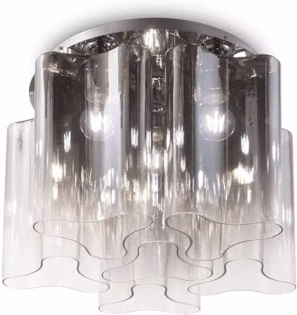 Ideal Lux Compo 6 Light Modern Ceiling Light in Chrome and Grey with Transparent Glass