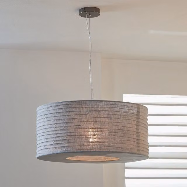 Pacific Lifestyle Modern Cylinder Ceiling Lampshade in Grey, Diameter: 35 cm