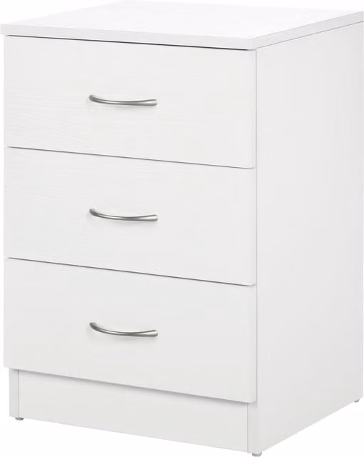HOMCOM Modern White Bedside Table with 3 Drawers and Glass Details – 1