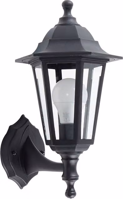 ValueLights Black Traditional Wired Outdoor Security Lantern Wall Light
