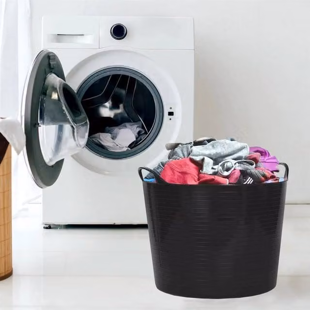 EONLION 39 Litre Heavy Duty Black Flexi Tub with Handles Plastic Storage Bucket