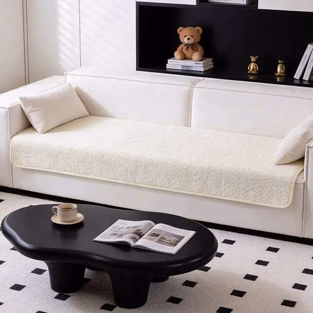Livingandhome Non-Slip Plain Beige Sofa Cover, W/D: 180 x 90 cm
