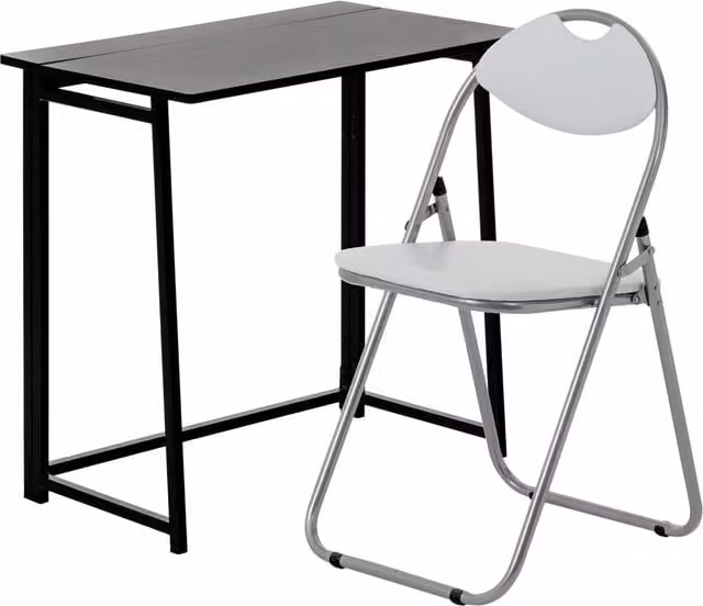 Harbour Housewares Folding Wood Desk and Chair Set in White
